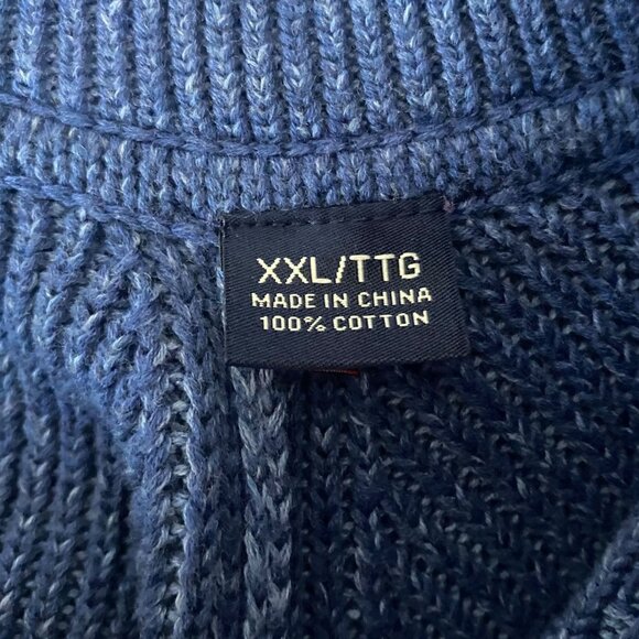 Tommy Bahama Napa Ridge 1/4 Zip Sweater Men's XXL Blue Ribbed Knit Long-Sleeve - Picture 9 of 12